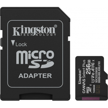 Карта памяти 256Gb MicroSD KINGSTON CANVAS SELECT PLUS + SD адаптер (SDCS3/256GB)