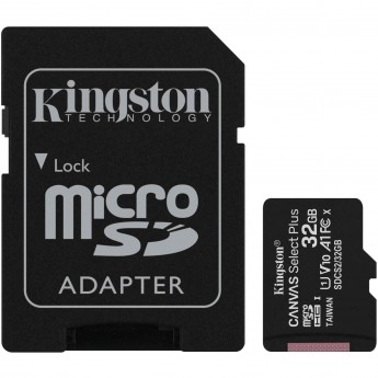 Карта памяти KINGSTON 32GB microSDHC Canvas Select Plus 100R A1 C10 Single Pack w/o Adapter Карта памяти KINGSTON 32GB microSDHC Canvas Select Plus 100R A1 C10 Single Pack w/o Adapter