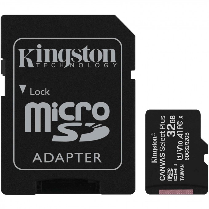 Карта памяти KINGSTON 32GB microSDHC Canvas Select Plus 100R A1 C10 Single Pack w/o Adapter SDCS2/32GBSP Карта памяти KINGSTON 32GB microSDHC Canvas Select Plus 100R A1 C10 Single Pack w/o Adapter SDCS2/32GBSP