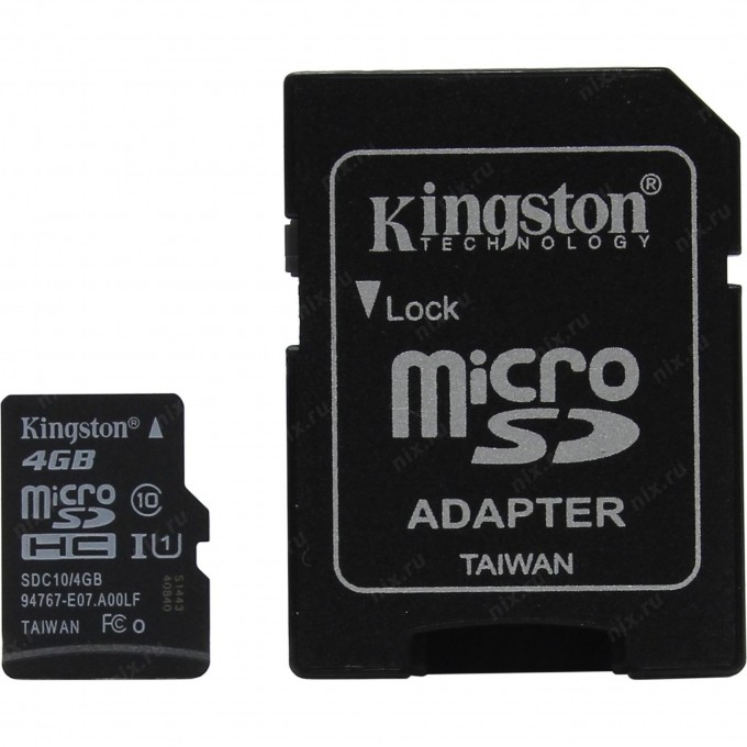 Карта памяти KINGSTON 4GB SDC10-4GBCP 469374 Карта памяти KINGSTON 4GB SDC10-4GBCP 469374