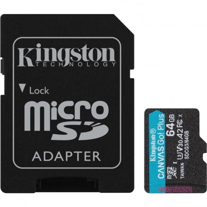 Карта памяти KINGSTON 64GB microSDXC Canvas Go Plus 170R A2 U3 V30 Card + ADP SDCG3/64GB Карта памяти KINGSTON 64GB microSDXC Canvas Go Plus 170R A2 U3 V30 Card + ADP SDCG3/64GB