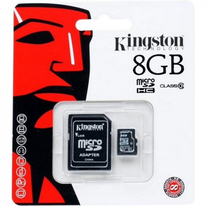 Карта памяти KINGSTON 8GB Class 10 SDC10-8GB+adapter 350355 Карта памяти KINGSTON 8GB Class 10 SDC10-8GB+adapter 350355