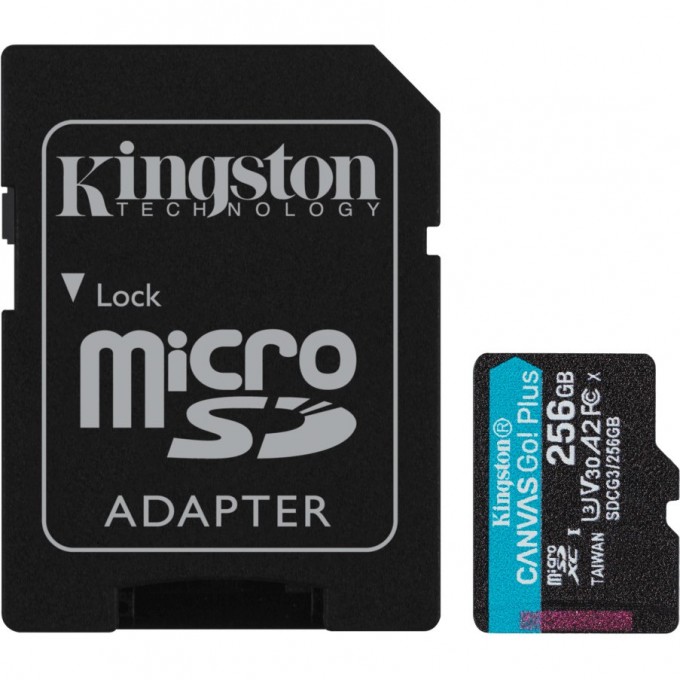Карта памяти microSDXC UHS-I U3 KINGSTON CANVAS GO! PLUS 256 ГБ, 170 МБ/с, Class 10, , 1 шт., переходник SD SDCG3/256GB Карта памяти microSDXC UHS-I U3 KINGSTON CANVAS GO! PLUS 256 ГБ, 170 МБ/с, Class 10, , 1 шт., переходник SD SDCG3/256GB