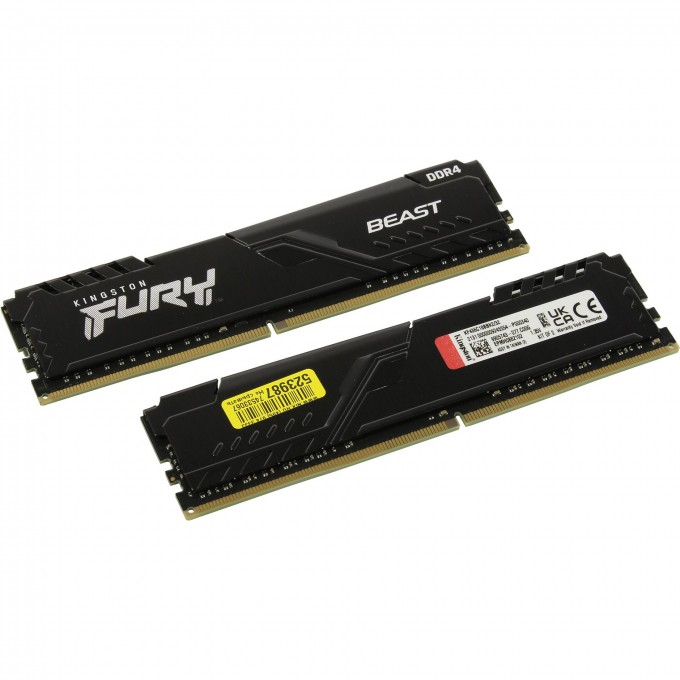 Оперативная память 16Gb DDR4 3600MHz KINGSTON FURY BEAST BLACK () (2x8Gb KIT) KF436C17BBK2/16 Оперативная память 16Gb DDR4 3600MHz KINGSTON FURY BEAST BLACK () (2x8Gb KIT) KF436C17BBK2/16