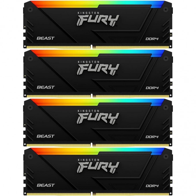 Оперативная память 32Gb DDR4 3600MHz KINGSTON FURY BEAST BLACK RGB () (4x8Gb KIT) KF436C17BB2AK4/32 Оперативная память 32Gb DDR4 3600MHz KINGSTON FURY BEAST BLACK RGB () (4x8Gb KIT) KF436C17BB2AK4/32