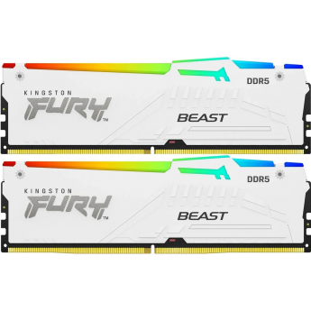 Память оперативная KINGSTON FURY 32GB 6000MT/s DDR5 CL30 DIMM (Kit of 2) Beast White RGB XMP